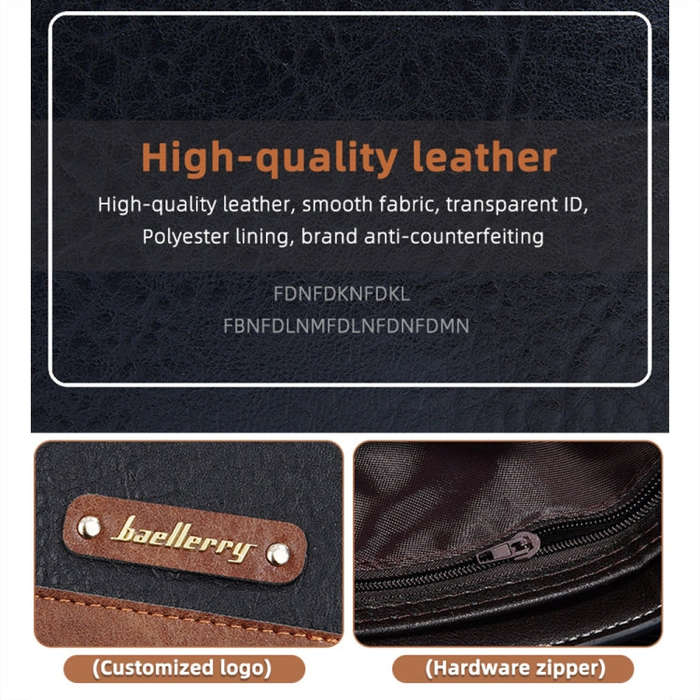 Baellerry DR112 RFID Anti-theft Splicing Horizontal Thin Zipper Wallet Card Holder(Dark Brown)
