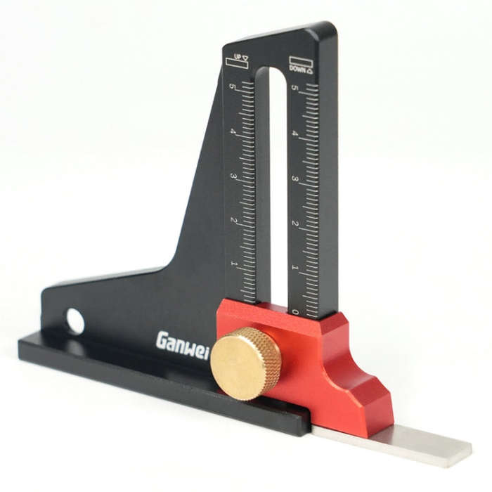 Ganwei Woodworking Height Gauge 0-50mm Aluminum Alloy Adjustable Tablesaw Depth Measuring Tool(Bl...