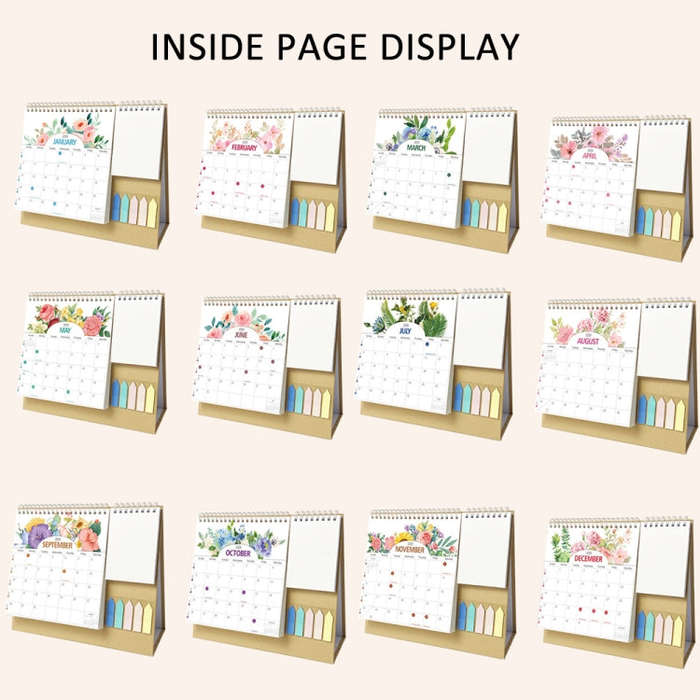 January 2025 To December 2025 English Desk Calendar With Storage Pocket, Label, Memo(K05)
