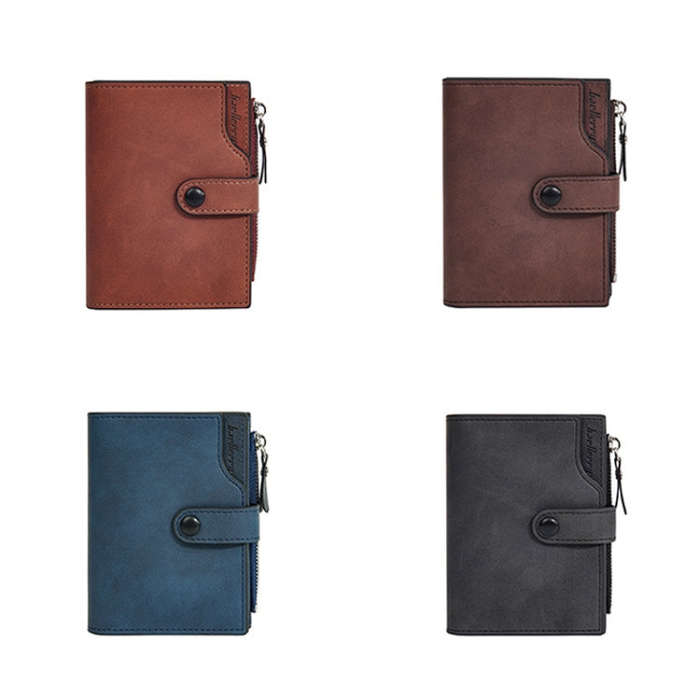 Baellerry D5113 RFID Anti-theft Tri-fold Zipper Short Wallet Coin Purse(Light Brown)