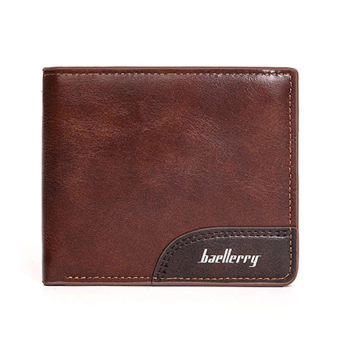Baellerry D2405 Retro Two-fold Men Short Zipper Wallet Card Holder(Brown)
