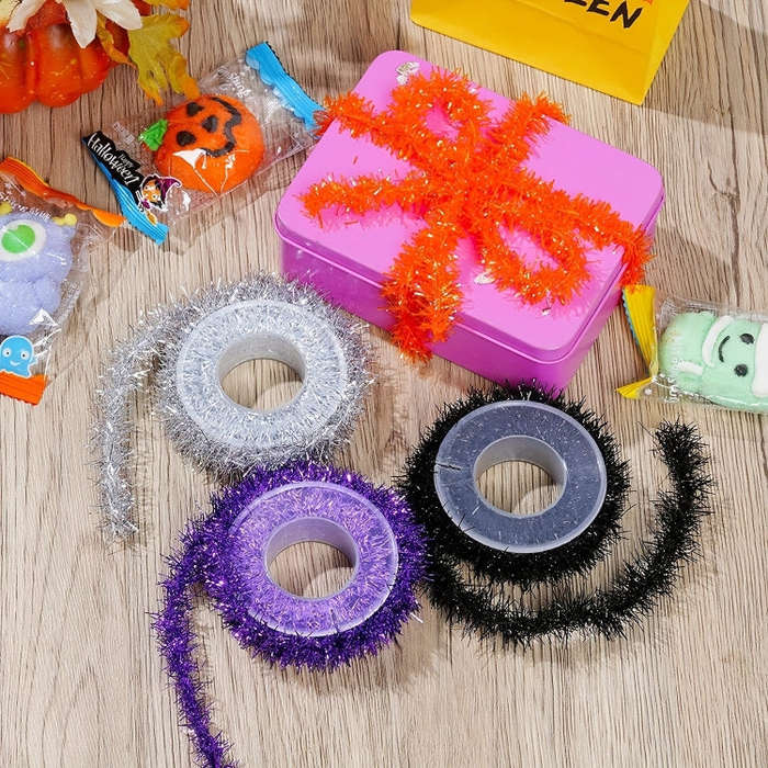 2.8m /Roll Christmas Glitter Striped Ribbon Bow DIY Decorative Ribbon Gift Packaging Ribbon(Gold)