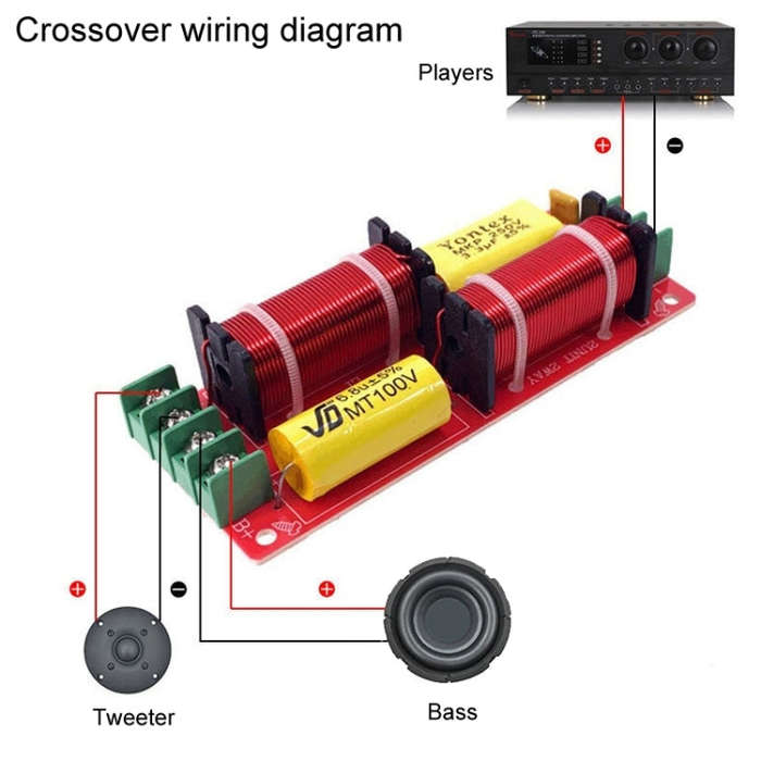 WEAH-2503 High and Low 2-way Speaker Crossover Hi-Fi Home Audio Solderless Divider(A Type Yellow ...