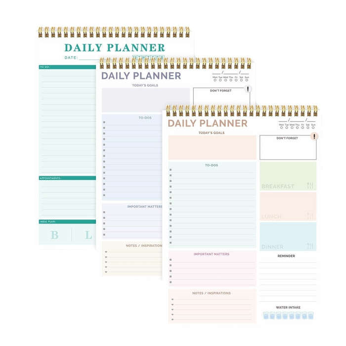 52 Sheets A4 English Daily Planner Coil Notepad Schedule Book To Do List Important Matters(Cyan)