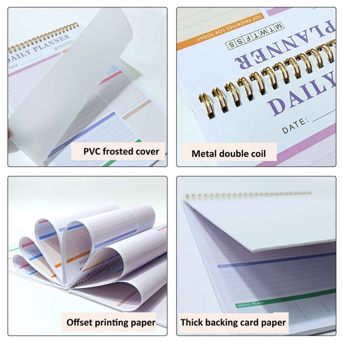52 Sheets A4 English Daily Planner Coil Notepad Schedule Book To Do List Important Matters(Cyan)