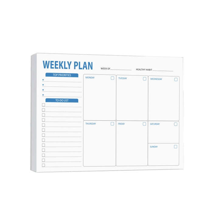 B5 52 Sheets Weekly Planner Tear-away Notepad Schedule Book To Do List Day Priorities(Style A)