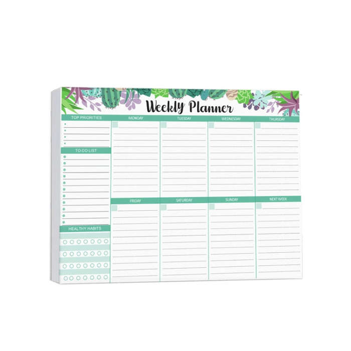 B5 52 Sheets Weekly Planner Tear-away Notepad Schedule Book To Do List Day Priorities(Style C)