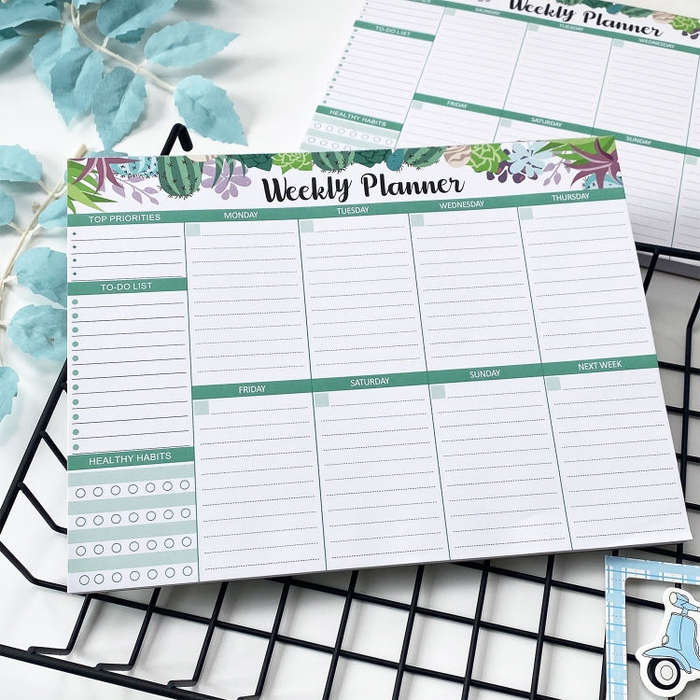 B5 52 Sheets Weekly Planner Tear-away Notepad Schedule Book To Do List Day Priorities(Style D)