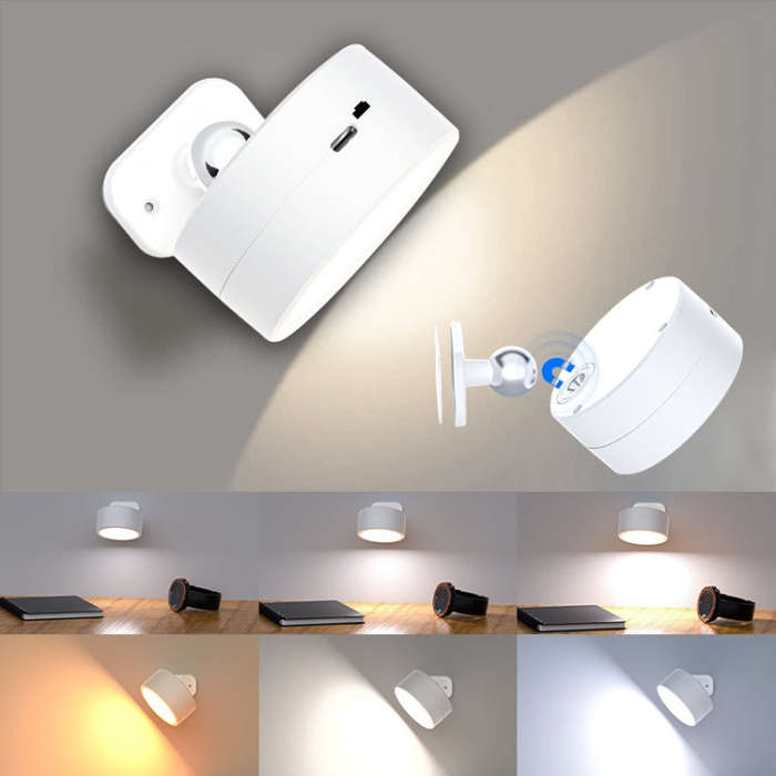 LED 360 Degree Rotating Lamp Magnetic Cabinet Spotlight Atmosphere Night Light, Spec:  Black
