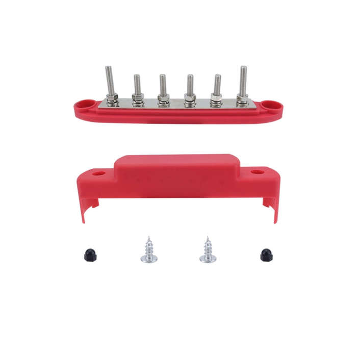 M6 RV Yacht High Current 6-column 250A Base Busbar, Color: Red