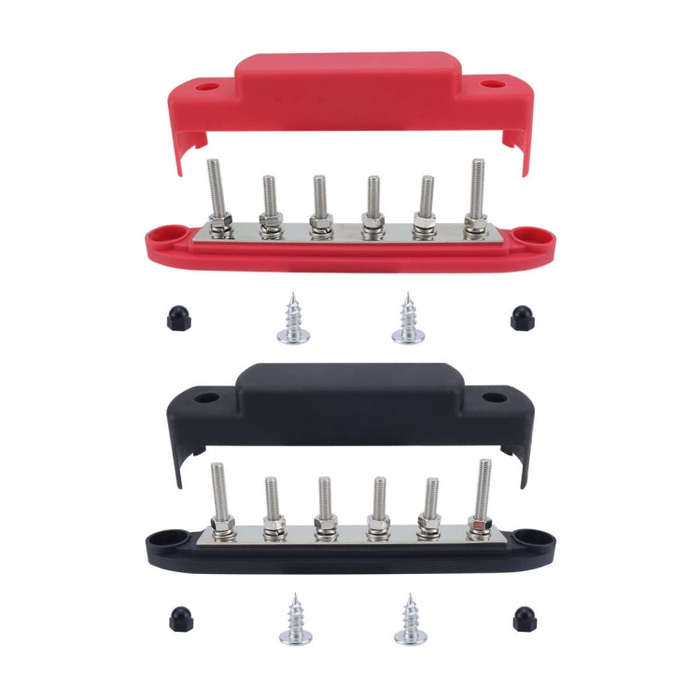 M6 RV Yacht High Current 6-column 250A Base Busbar, Color: Red + Black
