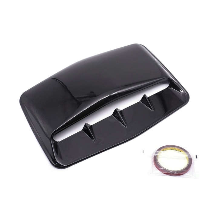 Universal Carbon Car Hood Scoop Air Flow Intake Decorative Turbo Bonnet Vent Cover With Tape(Black)