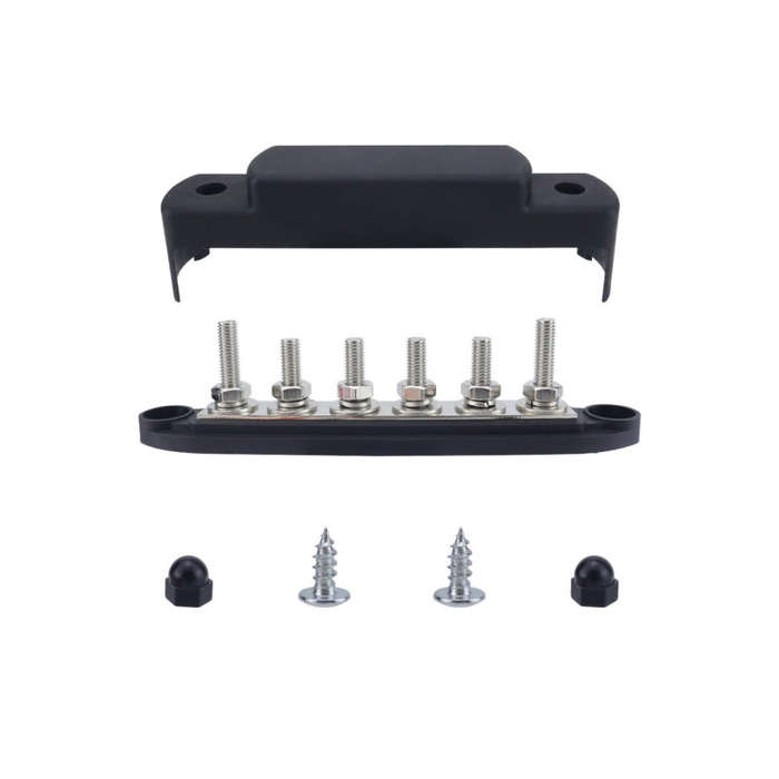 M8 Nylon Base RV Yacht Waterproof Dustproof Cover 6-post Bus Bar, Color: Black