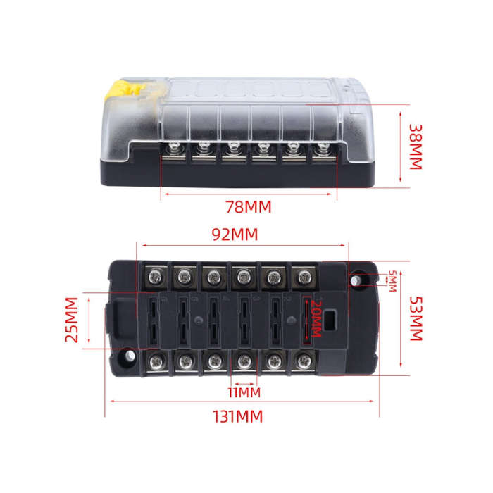 6-Way Plug-In Insulated Cover Fuse Box For Cars Yachts, Set: Enhanced Version A