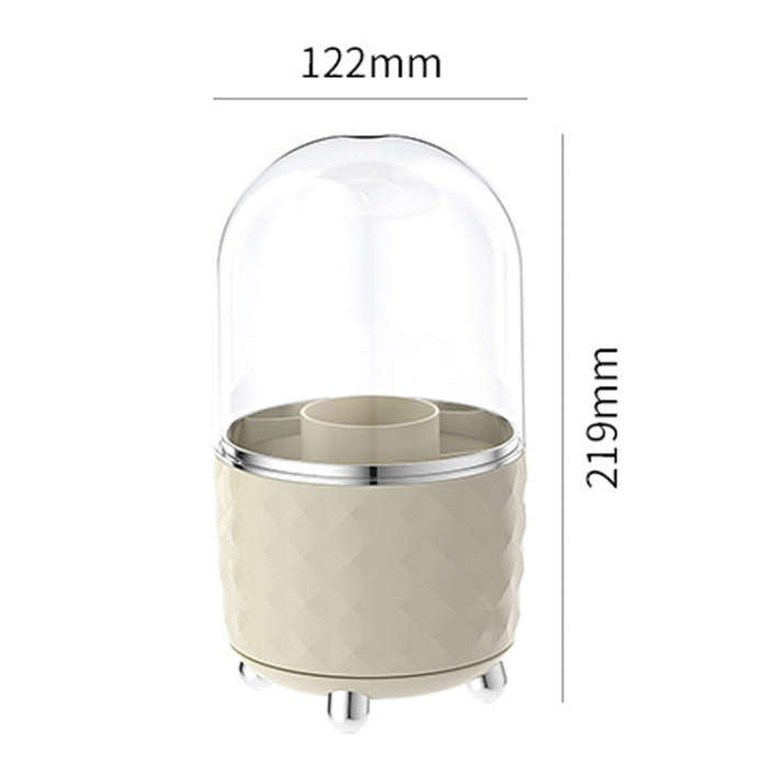 Cosmetic Organizer Large Capacity Rotatable Desktop Dustproof Storage Box(Milk Silver)