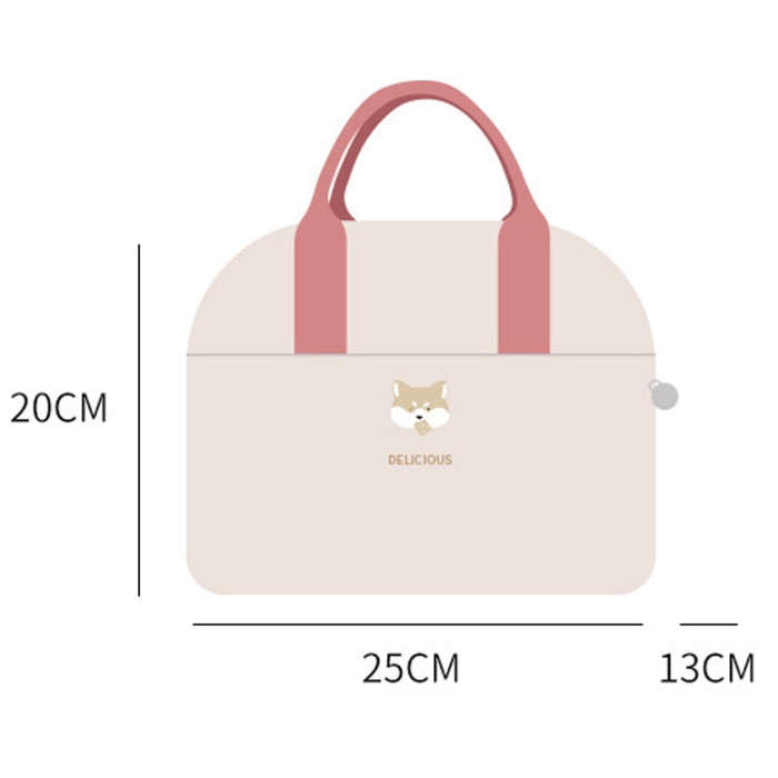 Thickened Portable Thermal Lunch Bag Waterproof Large Capacity Bento Bag With Badge(Beige)