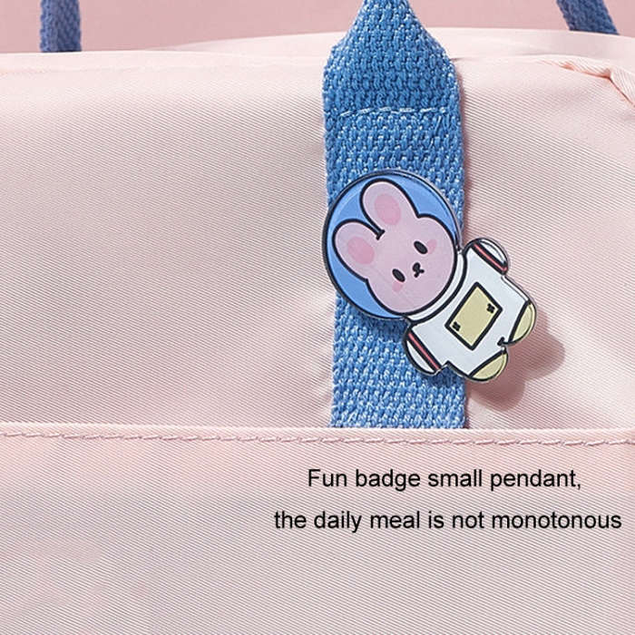 Thickened Portable Thermal Lunch Bag Waterproof Large Capacity Bento Bag With Badge(Purple)