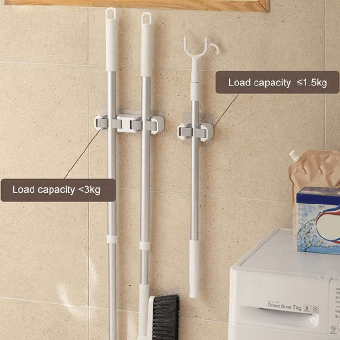 Bathroom No-Punch Mop Hook Household Broom Wall Mounted Fixing Clip, Style: Double Clip