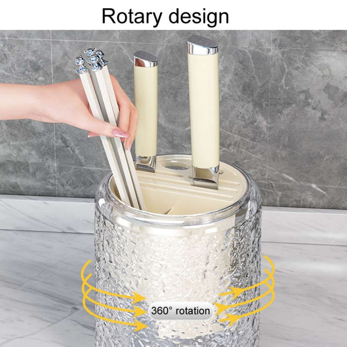 Kitchen Swivel Shelf Multifunctional Household Knife And Chopsticks Storage Rack(Transparent Gray)