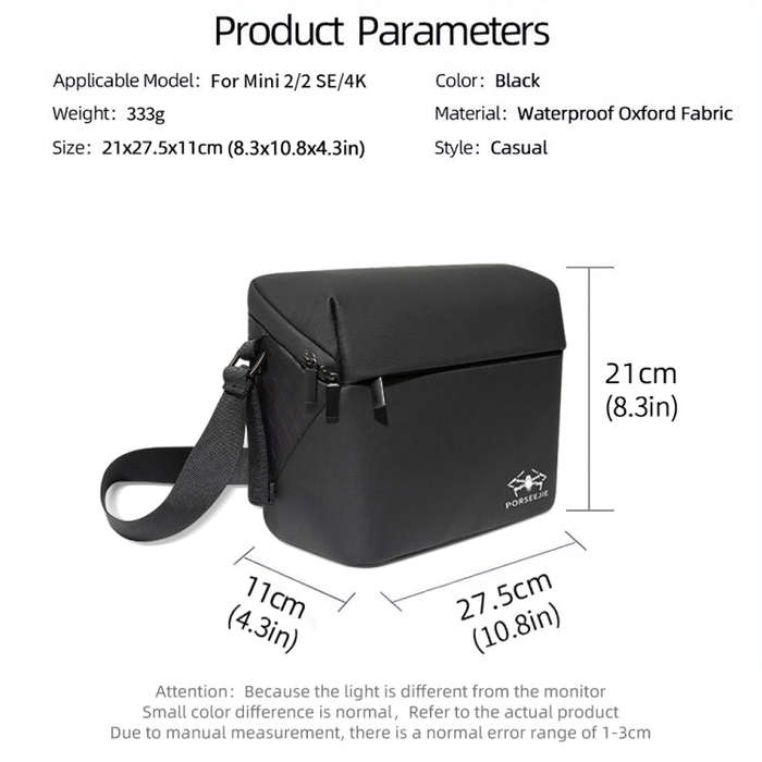For DJI Mini 4K / Mini 2 SE / Mini 2 Portable Waterproof Shoulder Bag Messenger Bag(Black)