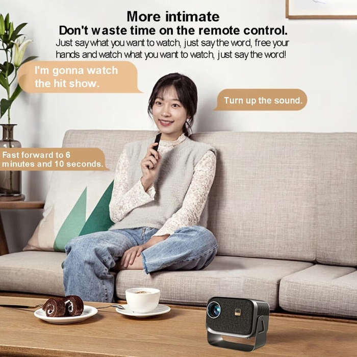 Android 4K HD Version Portable Mini Projector Smart Home Theater(EU Plug)