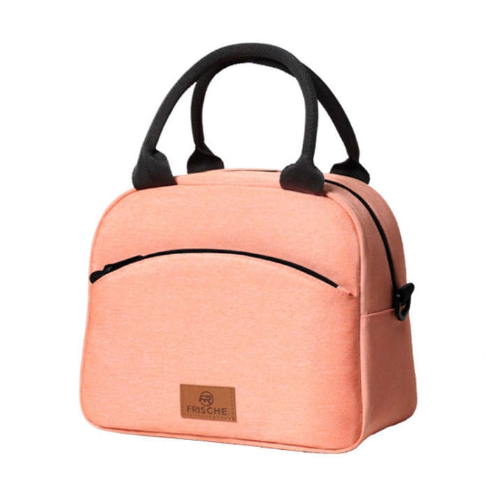 FRISCHE Portable Handheld Insulated Lunch Pack Outdoor Picnic Large Capacity Bento Bag(Pink)
