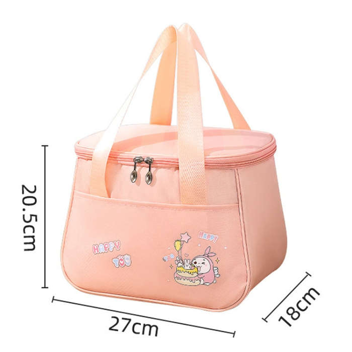 Portable Handheld Insulated Lunch Pack Outdoor Picnic Thicked Bento Bag(Pink)