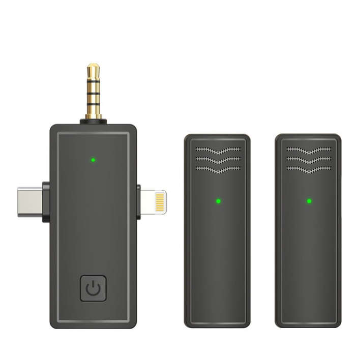 3 In 1 Wireless Lavalier Microphone For iPhone Type-C / USB-C 3.5mm Jack Smartphone SLR Camera PC...