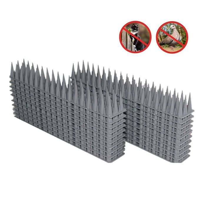 20pcs /Box 30cm 3 Rows Spikes Plastic Bird Repellent Spikes Anti-theft Bird Chase Cat Spikes(Gray)