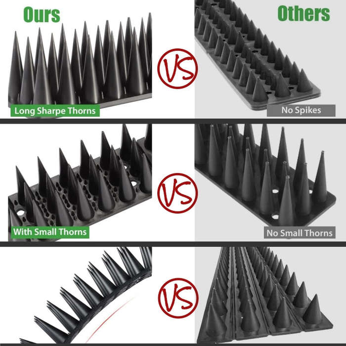 20pcs /Box 30cm 3 Rows Spikes Plastic Bird Repellent Spikes Anti-theft Bird Chase Cat Spikes(Gray)