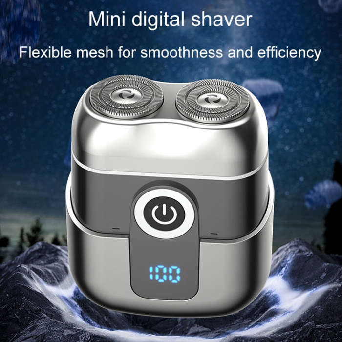 Double Ring Magnetic Electric Shaver Travel Portable Rechargeable Full Body Washable Men Razor(Grey)
