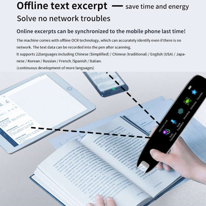 International Version Multi-language Scanning Offline Intelligent Simultaneous Translation Pen(Wh...