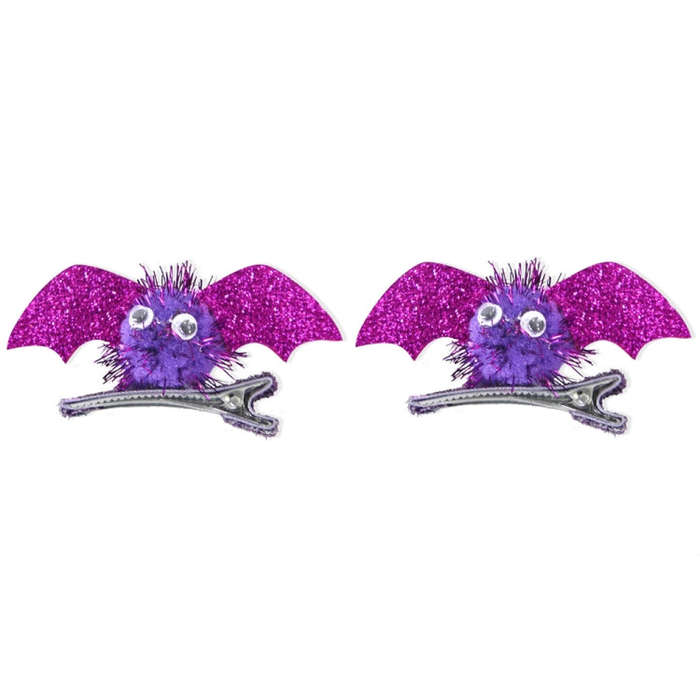 1pair Halloween Bat Hairpin Children Costume Headdress(Rose Red)