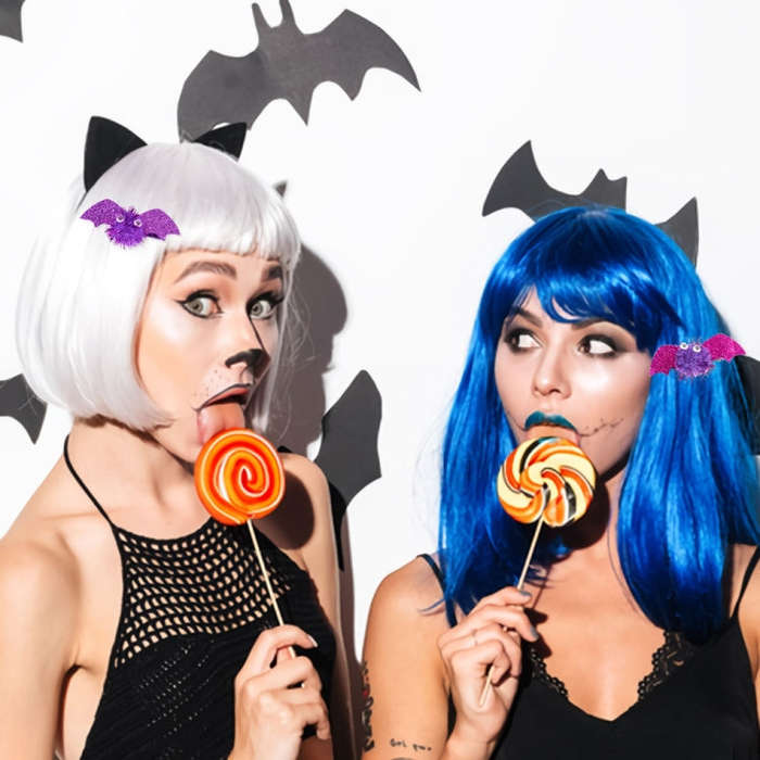 1pair Halloween Bat Hairpin Children Costume Headdress(Rose Red)