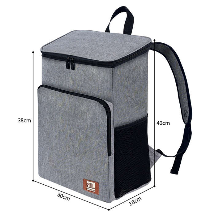 20L Camping Portable Double Shoulder Insulated Pack Outdoor Picnic Large Capacity Lunch Bag(Gray)