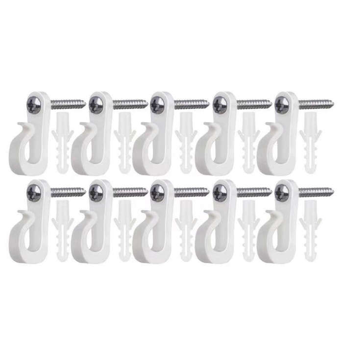 10pcs /Box Holiday Lights Hanger Hooks With Phillips Screw For Wire And Led Light(White)