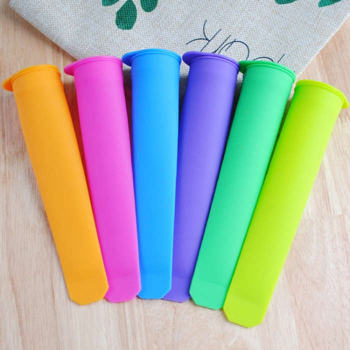 6Colors / Set Food Grade Long Silicone Popsicle Ice Cream Molds