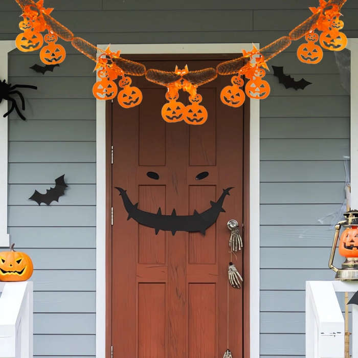 3m Halloween Honeycomb Garland Pendant Spider Bat Party Flag Scene Layout Props(Pumpkin)