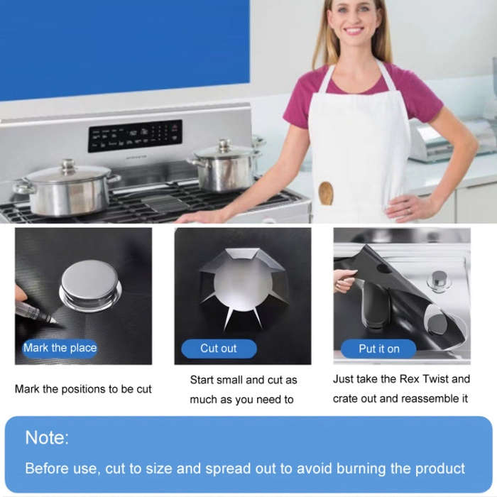 3pcs / Set 5 Holes Gas Oven Stove Grease Protection Cleaning Pad(Black)