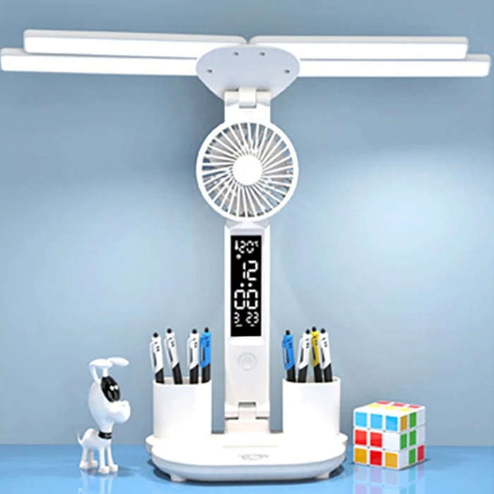4-head Desk Lamp Foldable Reading Lamp 3-gear Color Adjustment, Spec: Charging Basic Model