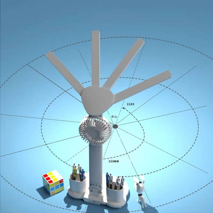 4-head Desk Lamp Foldable Reading Lamp 3-gear Color Adjustment, Spec: Charging Clock Model