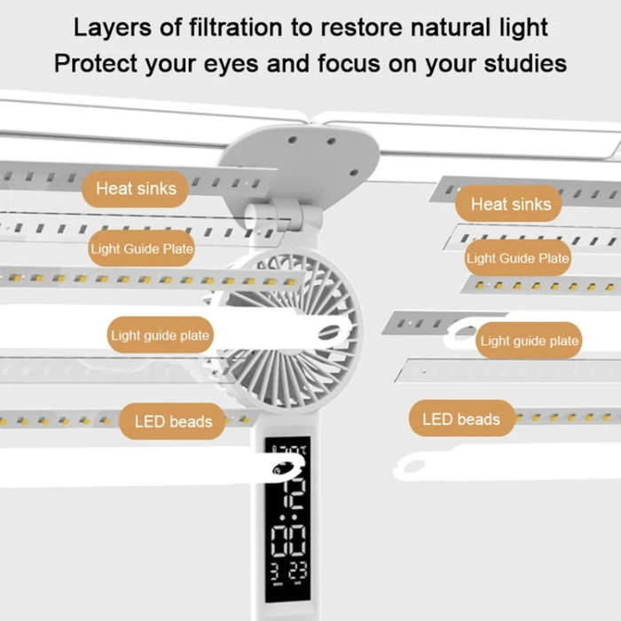 4-head Desk Lamp Foldable Reading Lamp 3-gear Color Adjustment, Spec: Charging Basic Model