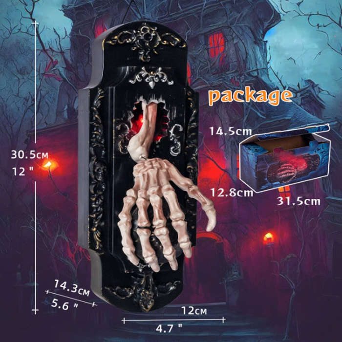 Halloween Induction Spray Doorbell Hand Movable Luminous Sounding Scary Doorbell