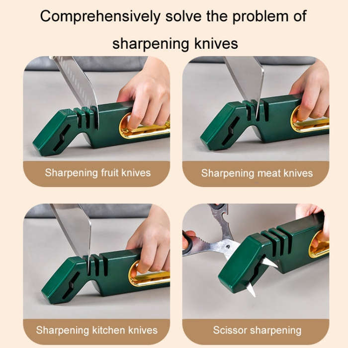 4 In 1 Knife Sharpener 4-Stage Kitchen Quick Sharpening Stone Manual Sharpening Tool(Orange)