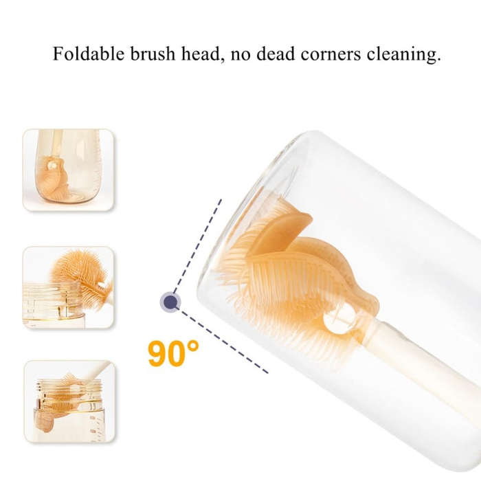 Silicone Portable Baby Bottle Brush Set Travel Cleaning Brush(White)