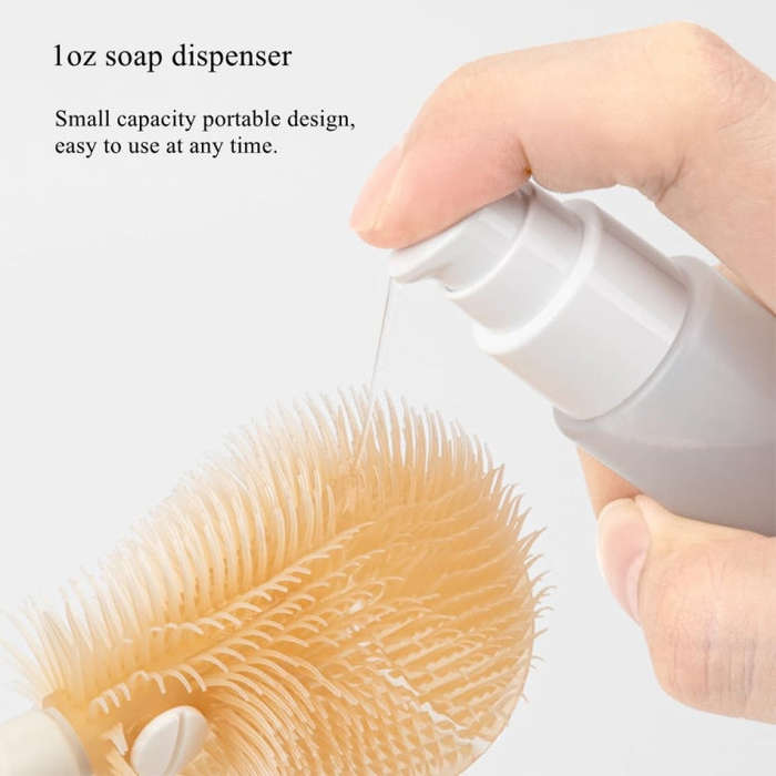 Silicone Portable Baby Bottle Brush Set Travel Cleaning Brush(Purple)
