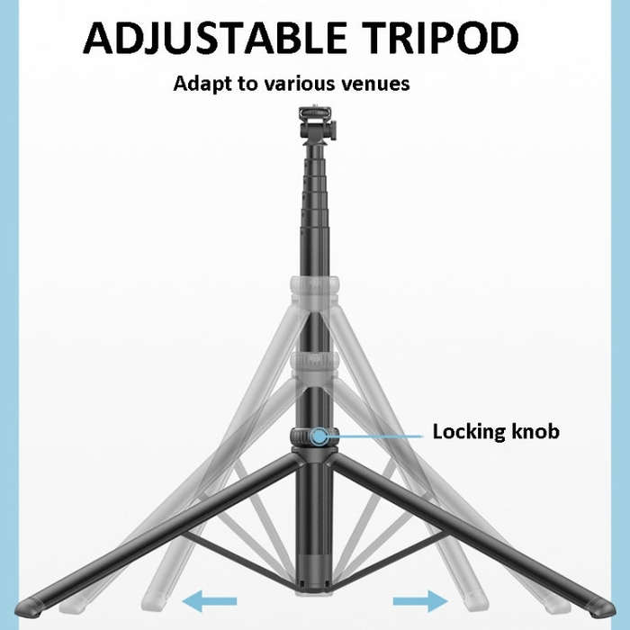2m Metal Tripod Selfie Stick With 4 Expansion Interfaces & D07 Fill Light for Phone Camera