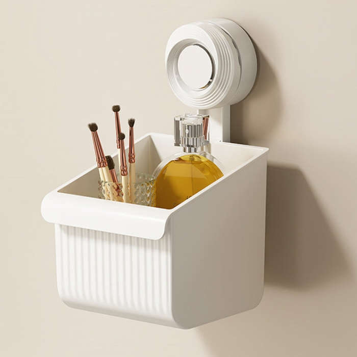 Suction Cup Wall Mounted Bathroom Shelf Drainage Detachable Storage Rack Hanging Basket, Style: S...