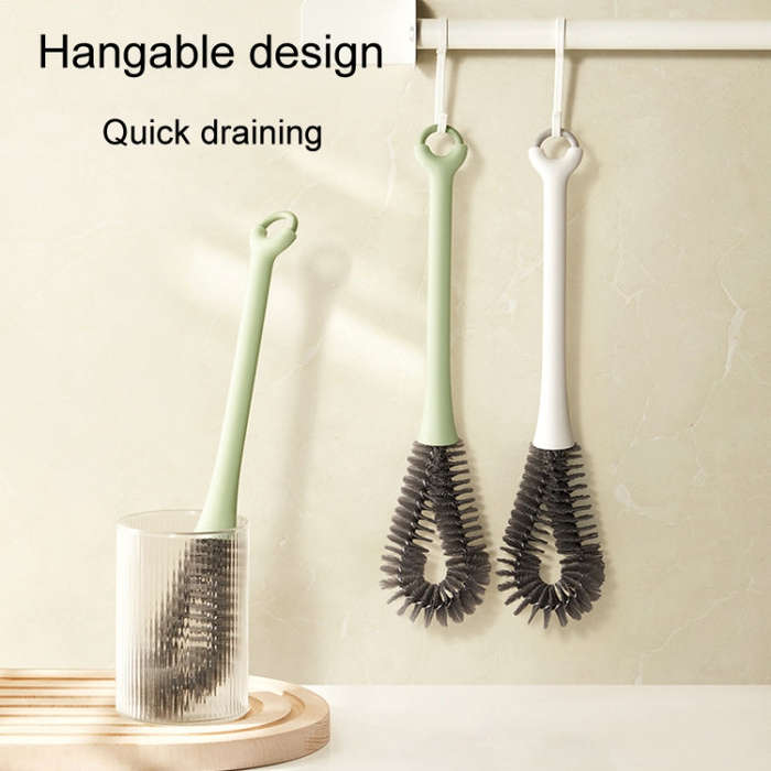 Household Long Handle Cup Brush Breaker Milk Bottle Cleaning Brushes(Green)