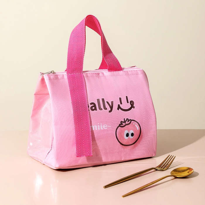 PU Cartoon Waterproof Thickened Insulated and Cooling Lunch Bag(Pink)